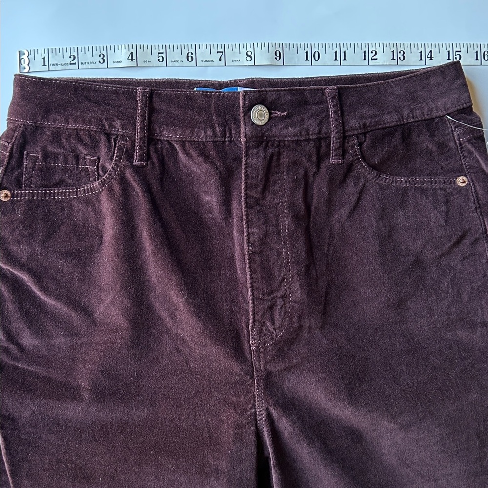 Old Navy Plum Velvet Higher High-Rise Flare Jeans Secret-Smooth Pockets Purple - Picture 11 of 14